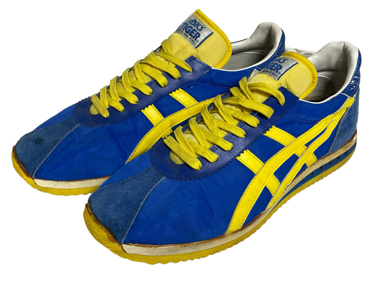 80s 90s asics TIGER アシックス タイガー スニーカー ランニング 青/黄 ビンテージ オリジナル サイズ10？_画像1