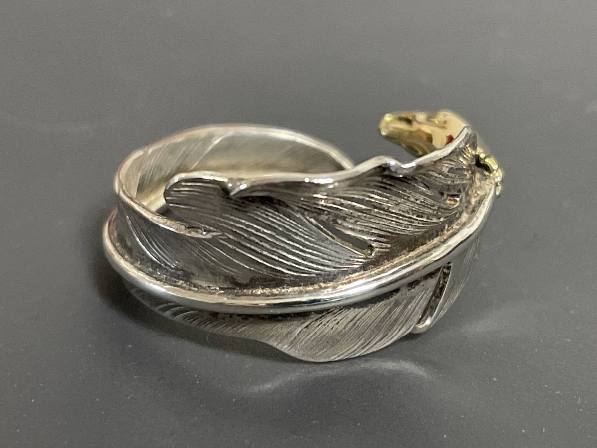 LARRY SMITH ラリースミス EAGLE HEAD KAZEKIRI FEATHER RING No. 23 (18K GOLD ACCENT) EFRG-0023 カゼキリ フェザーリング 18金 約19号の画像7