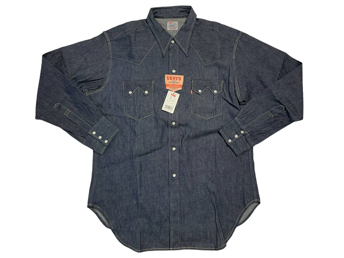 未使用品 サイズXL バレンシア製 LEVI'S リーバイス 7205-1018 ショートホーン デニム ウエスタンシャツ 555_画像1