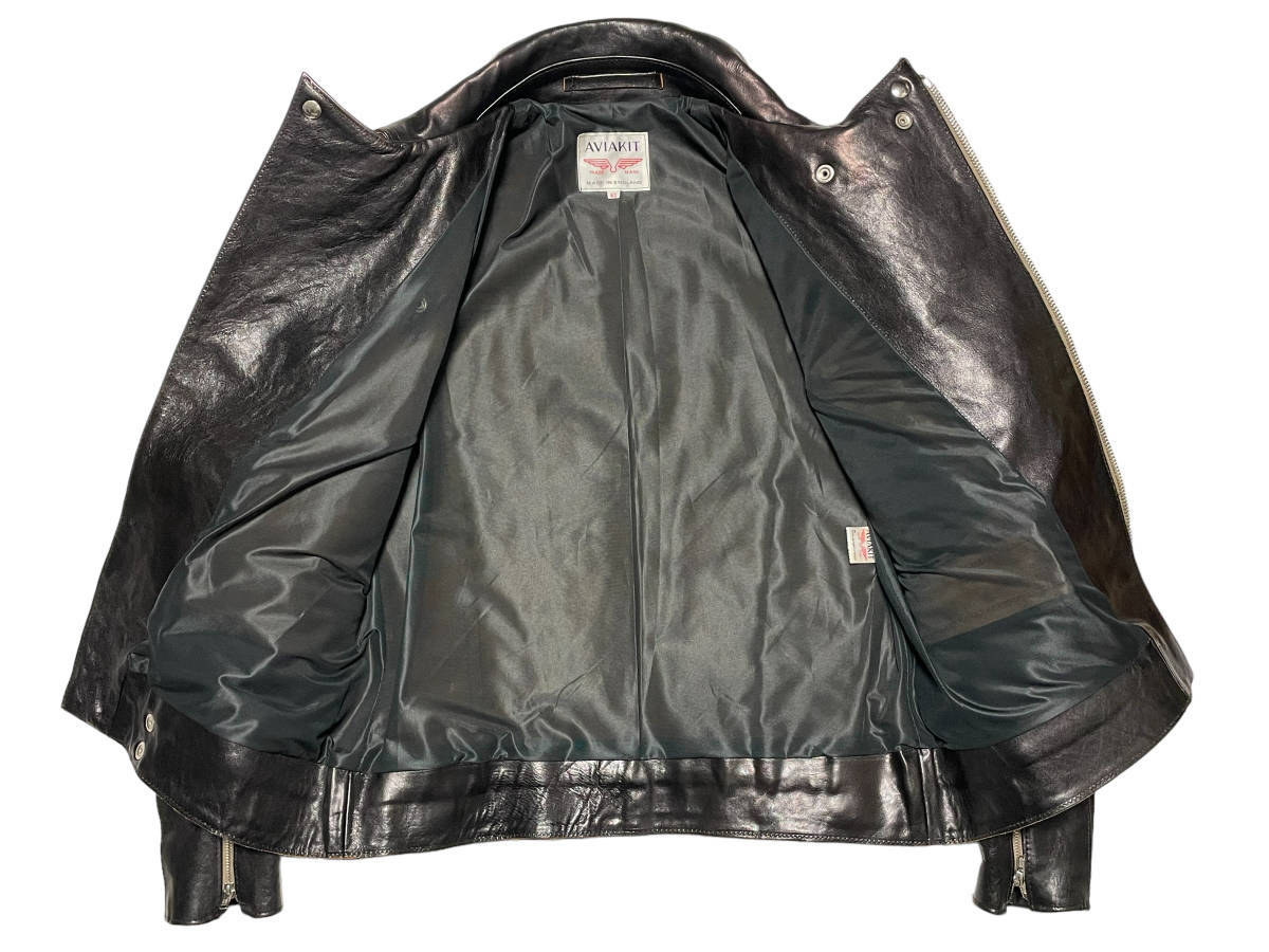 極美品 42 Lewis Leathers ルイスレザー 441T CYCLONE TIGHT FIT サイクロン タイトフィット ベジカウ ベジタン ブラック ベージュテープ_画像5