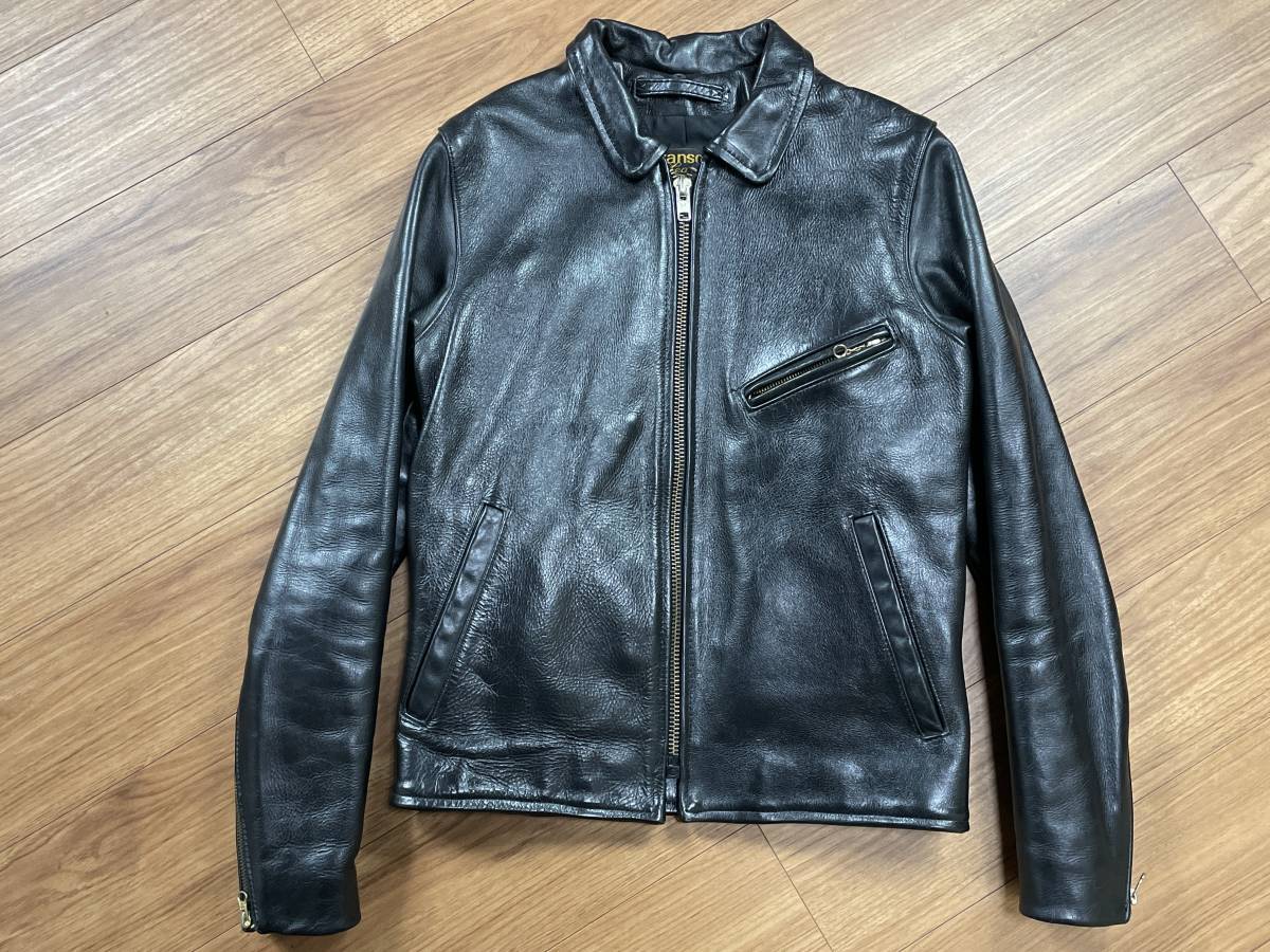 極美品 VANSON バンソン ENF エンフィールド シングル ライダースジャケット 襟付き サイズ36