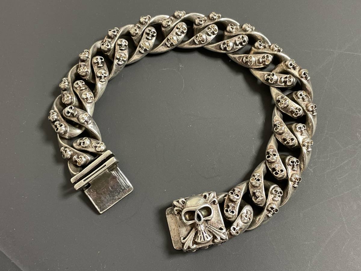97.1g SILVER925 シルバー925 喜平 ブレスレット スカル 髑髏 22.7cm