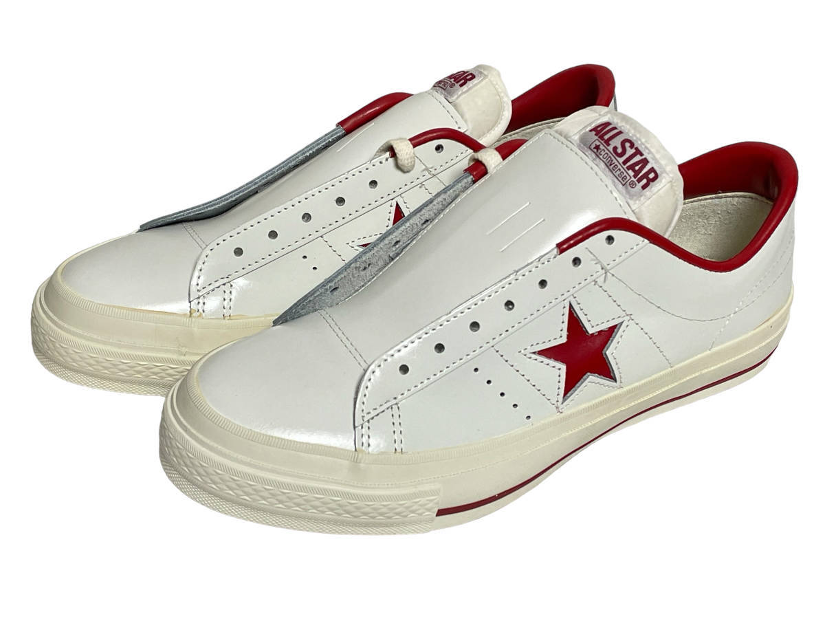 未使用品 初期日本製 US7.5 26cm CONVERSE コンバース ONE STAR OX WH ITE/RED ワンスター 白/赤_画像2