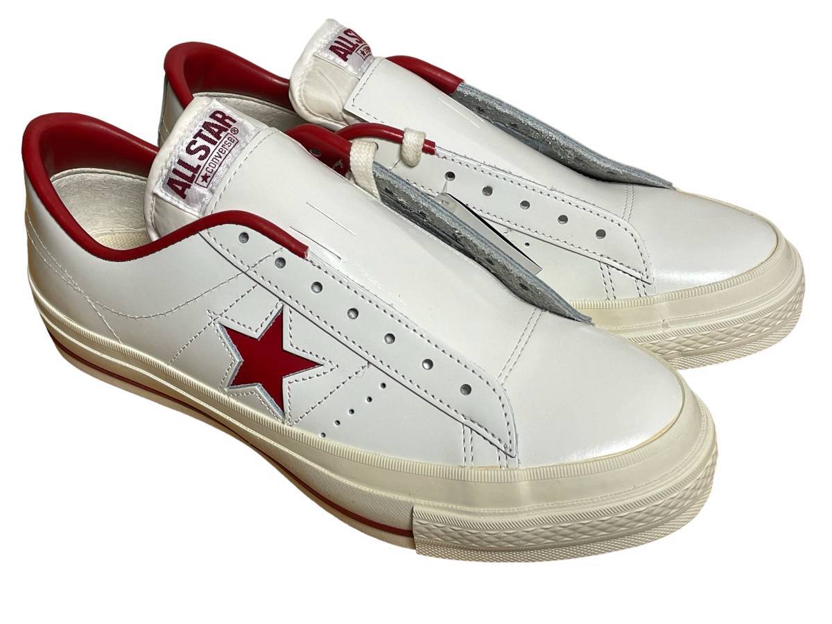 未使用品 初期日本製 US7.5 26cm CONVERSE コンバース ONE STAR OX WH ITE/RED ワンスター 白/赤_画像3