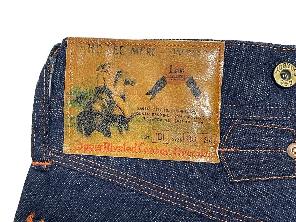 未使用品 30×34 WAREHOUSE × LEE 101 COWBOY ウェアハウス リー カウボーイ ヘアオンハイド トリプルネーム デッドストック_画像6