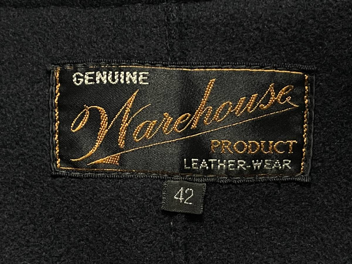 極美品 42 WARE HOUSE ウェアハウス HORSE LEATHER JACKET BLACK ホースレザージャケット カーコート 茶芯_画像6