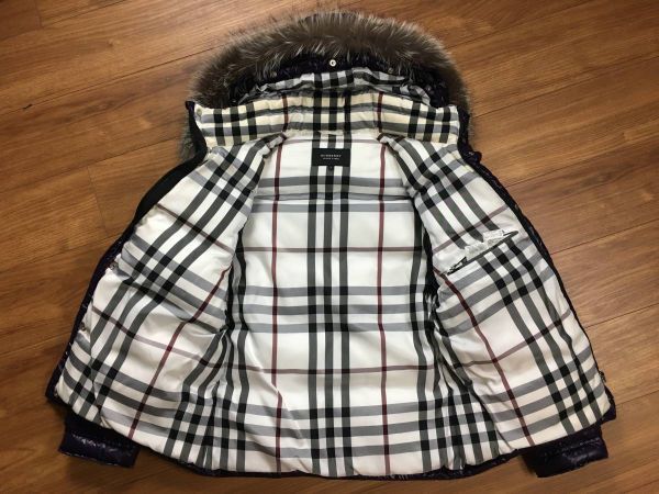 4way BURBERRY BLACK LABEL バーバリーブラックレーベル ホワイトグースダウンジャケット シルバーフォックスファー パープル サイズM_画像6