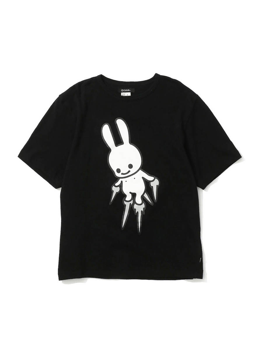 未使用品 CUNE キューン ちょっといいTシャツ 遺影 ブラック ウサギがいる サイズ3_画像1