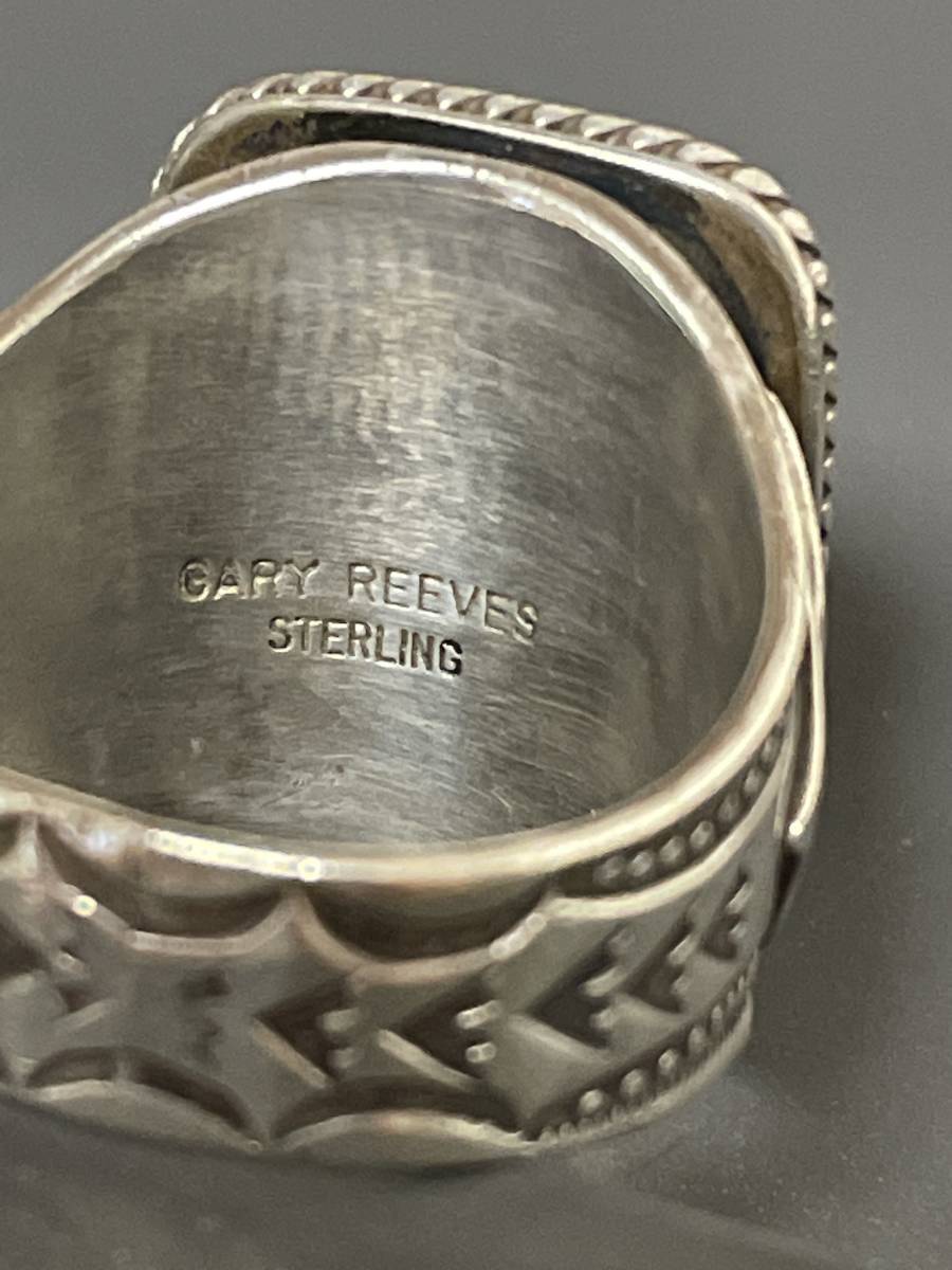 .GARY REEVES Gary Lee bs white turquoise white Buffalo ring ring stamp Work approximately 17~18 number 