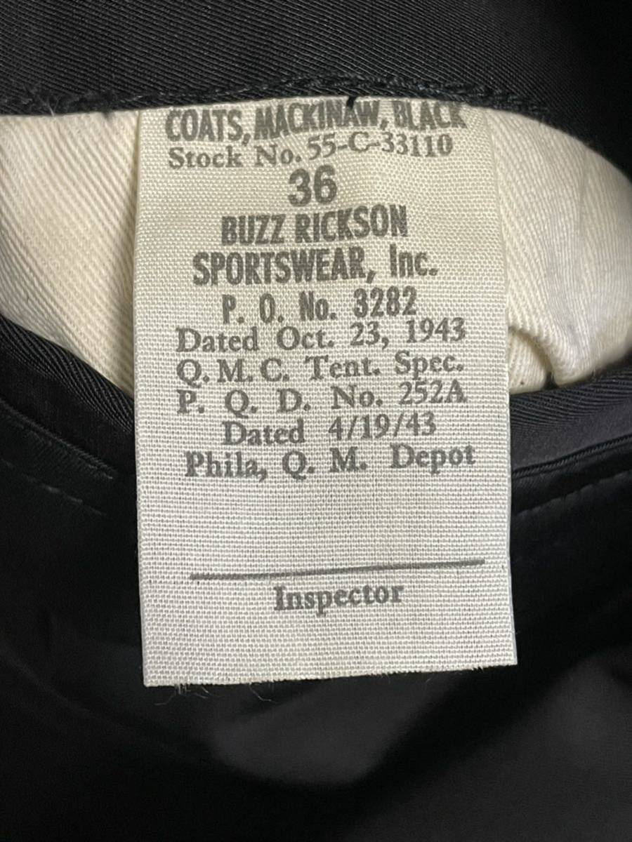 未使用品 BUZZ RICKSON'S バズリクソンズ WILLIAM GIBSON COLLECTION ウィリアムギブソン BR11841 マッキーノコート ジャケット サイズ36_画像9