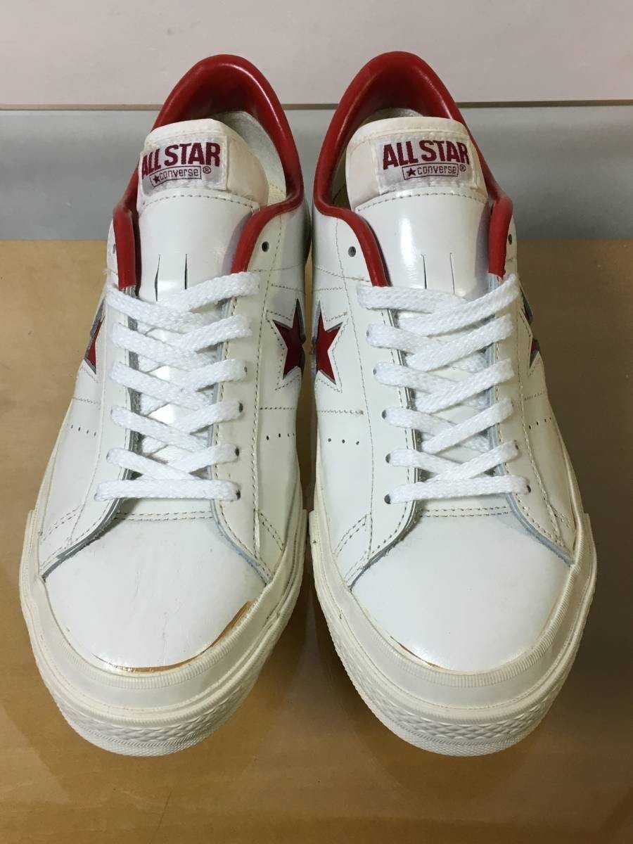 未使用品 デッドストック 初期 日本製 CONVERSE ONE STAR OX コンバース ワンスター レザー 白赤 US8.5_画像3