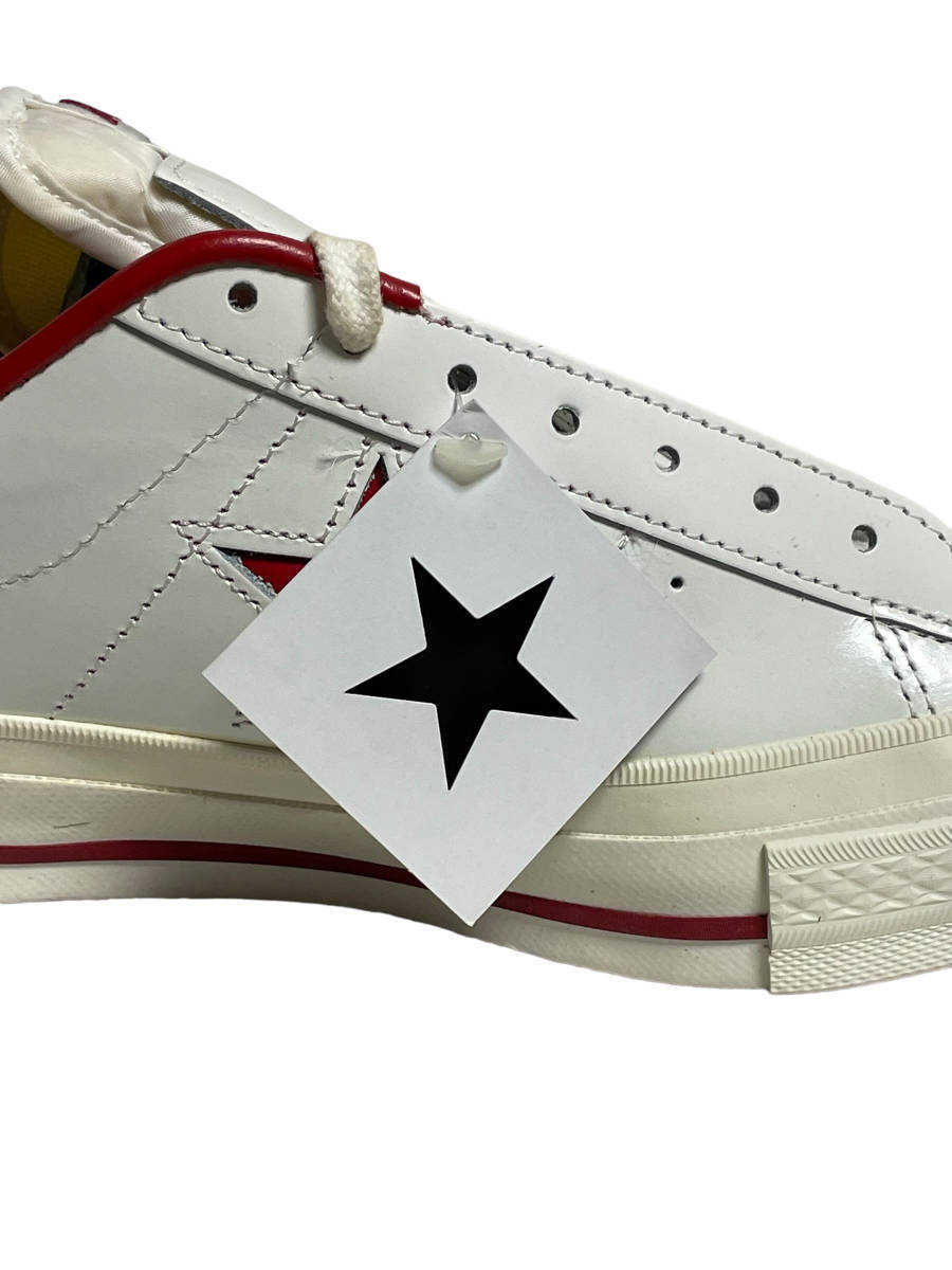 未使用品 初期日本製 US7.5 26cm CONVERSE コンバース ONE STAR OX WH ITE/RED ワンスター 白/赤_画像6