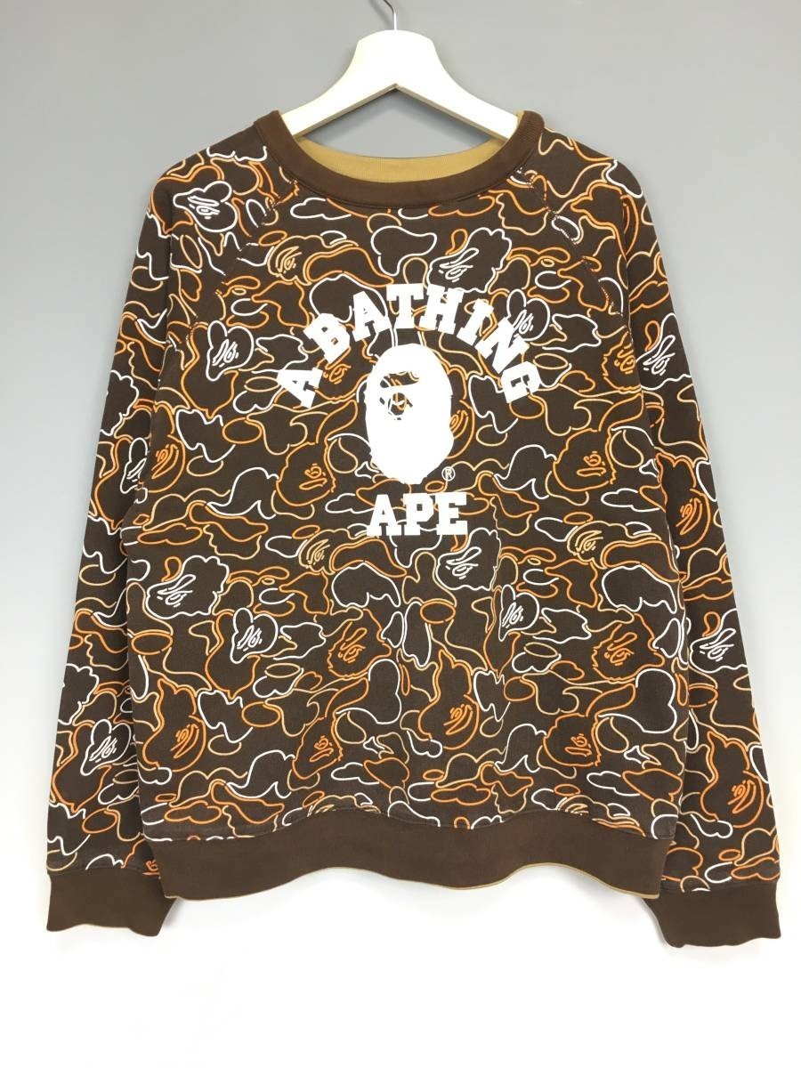 A BATHING APE A Bathing Ape 1st duck . camouflage neon duck reversible sweat crew neck 