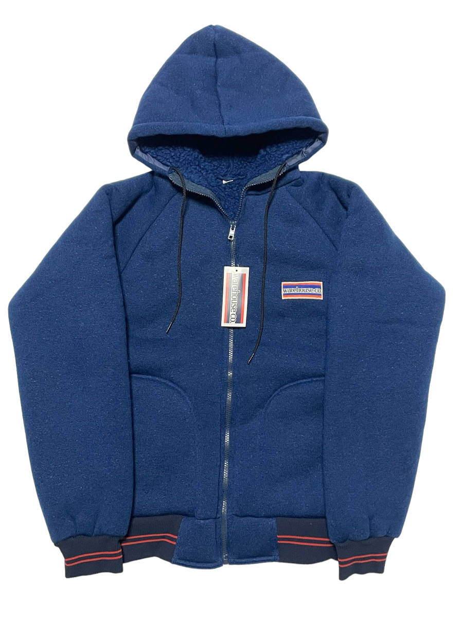 未使用品 Sサイズ WAREHOUSE ウェアハウス 2154 CLASSIC PILE HOODIE クラシックパイル フーディ パーカー ジャケット ネイビー フリース_画像1