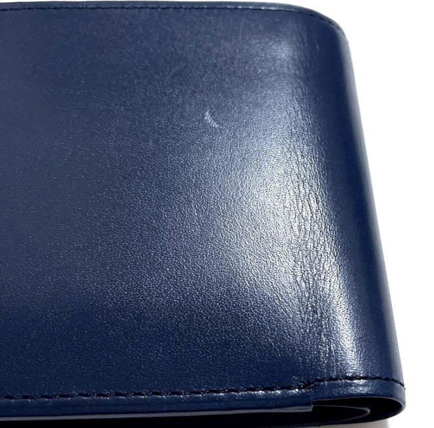  with translation new goods [ Aquascutum Aquascutum ] gentleman for made in Japan original leather purse leather wallet folding twice purse . inserting leather purse change purse . navy blue 