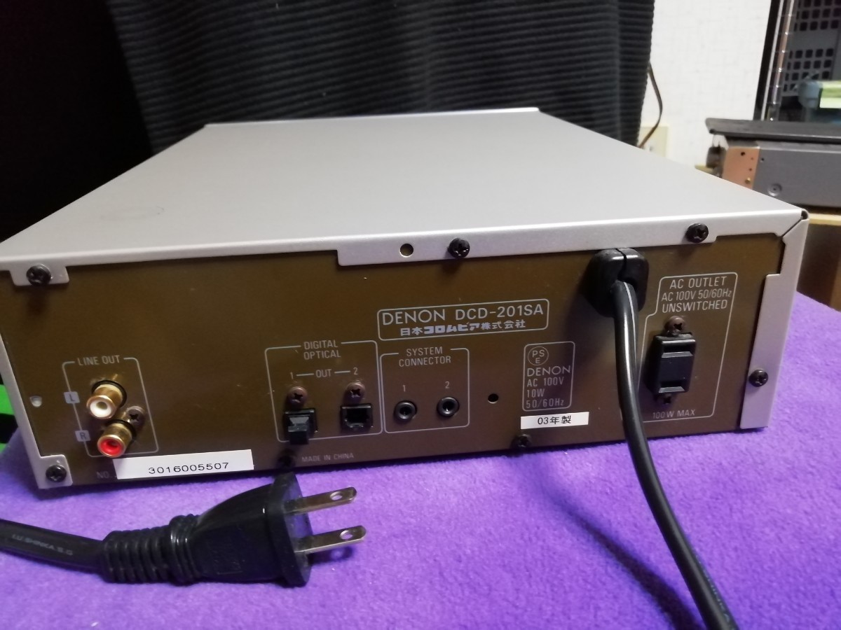 DENON CDプレーヤーmodel【DCD-201SA】2001年 通電確認済 正常動作品 ALPHAプロセッサー搭載/デジタル出力2系統(光x１/同軸ｘ1)_画像7