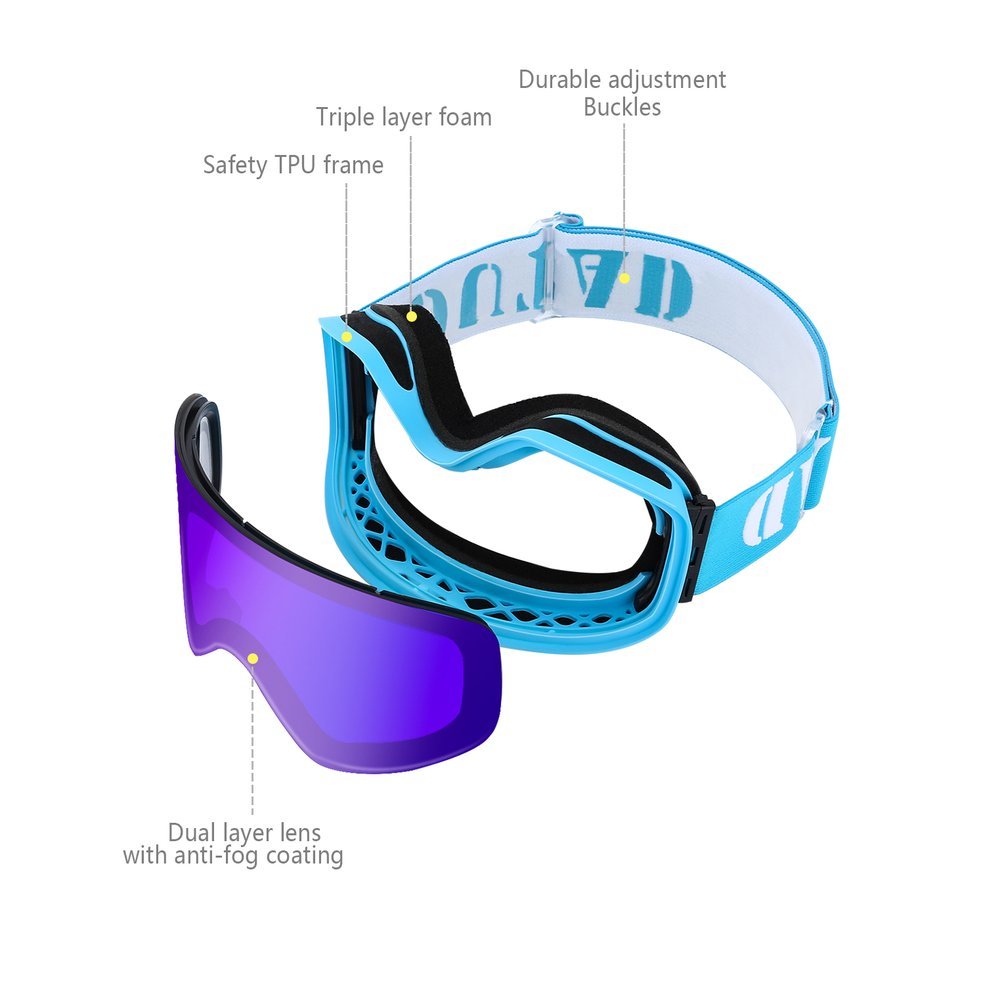 #CEEX【新品・ブルー】大人用スキーゴーグル ビッグフレーム UV400 二重層スキーゴーグル 偏光レンズ スキー-霧スノーボード 男女兼用_画像6