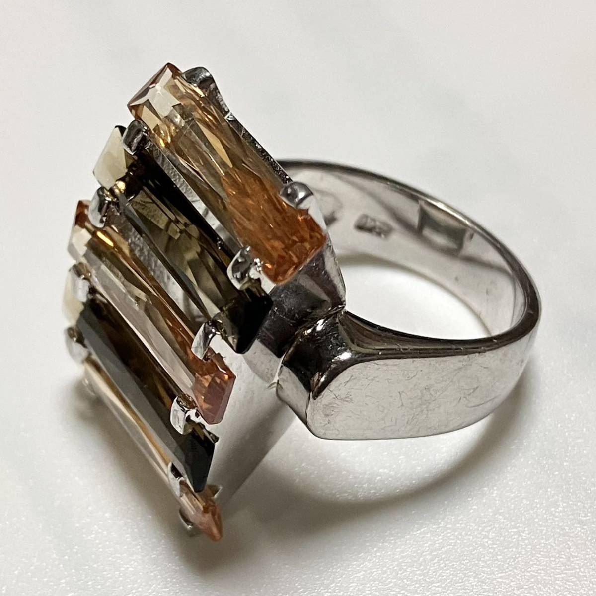 [ws418] хорошая вещь серебряное кольцо кольцо SV925 Италия производства квадратное стекло 17 номер 