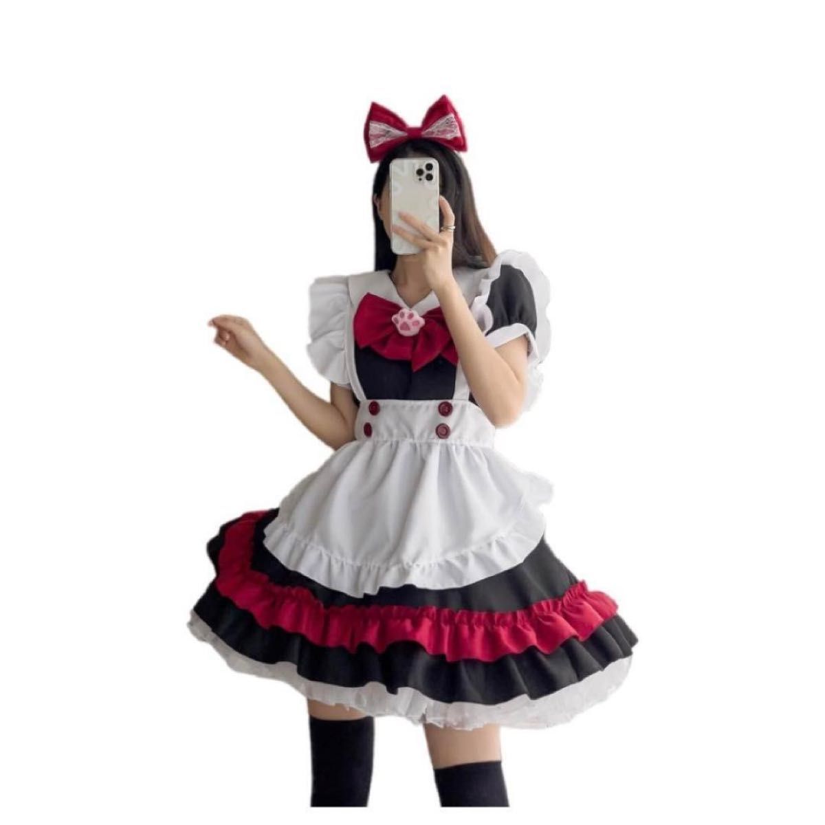 ☆Mサイズ☆メイド服セット ロリータ コスプレ コスチューム レディース カチューシャ付き