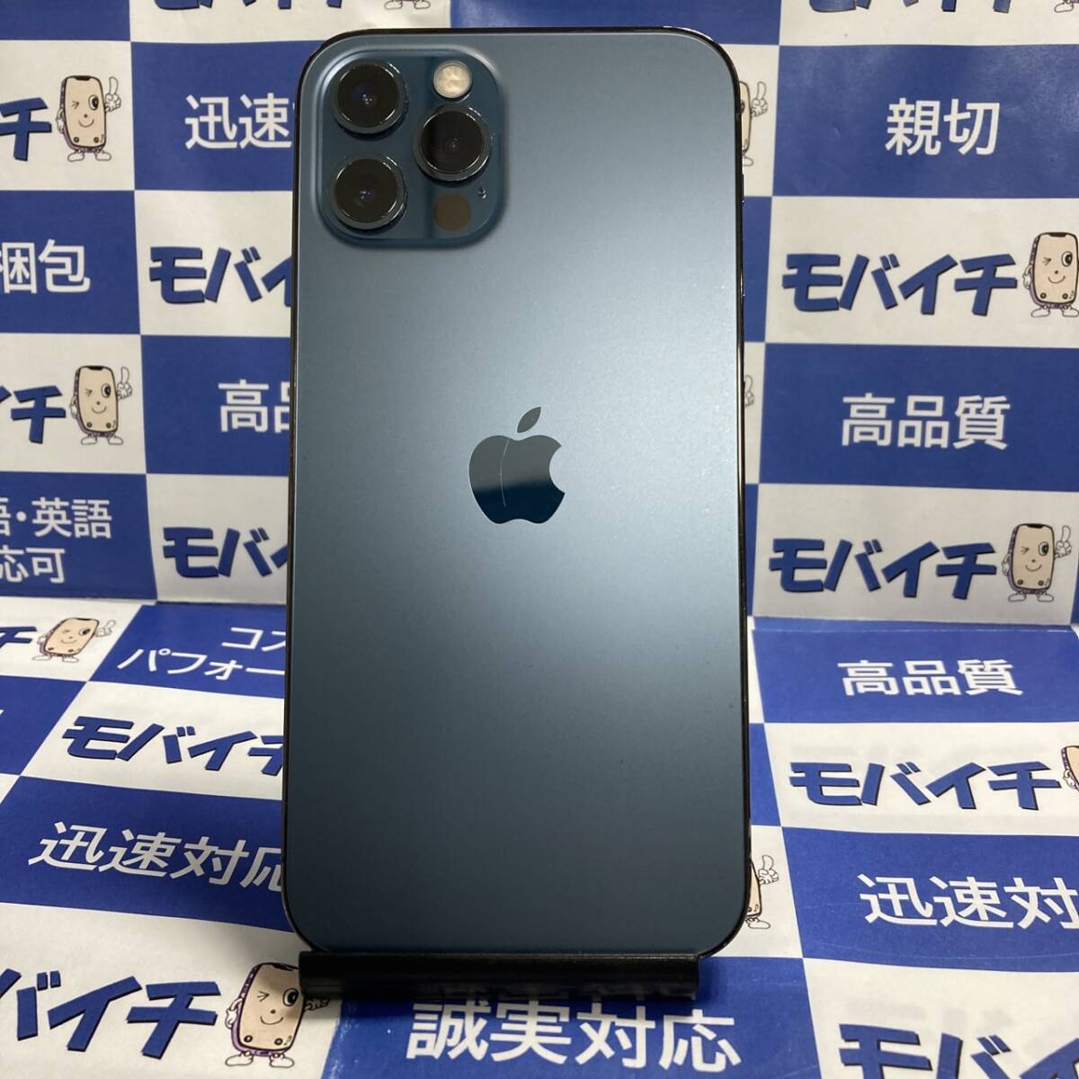 送料無料【訳ありSALE】★iPhone12Pro 256GB Apple Store版 SIMフリー パシフィックブルー MGMD3J/A 電池76％ 即日発送★3724_画像1