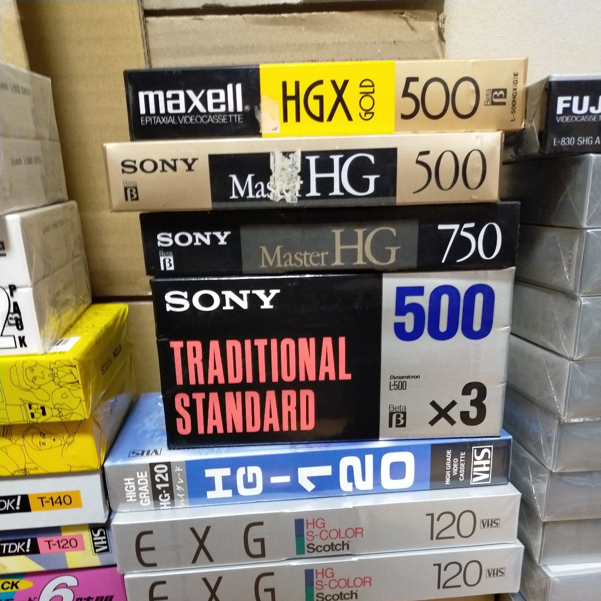 【ビデオテープ①】ビデオテープ ビデオ VHS TDK maxell SONY まとめ 大量 140サイズ 同梱不可 ベータ beta β HS HG HGX 未使用 未開封_画像4