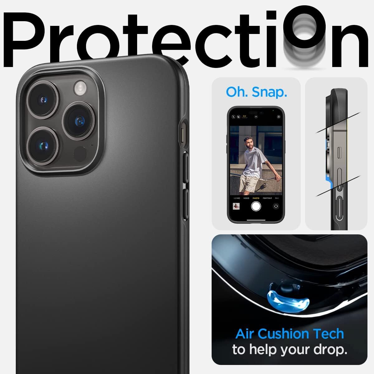 Spigen iPhone14Pro ケース 薄型 2重構造　超極薄 レンズ保護 マット仕上げ ワイヤレス充電対応 シン・フィット ACS04780 (ブラック)_画像5