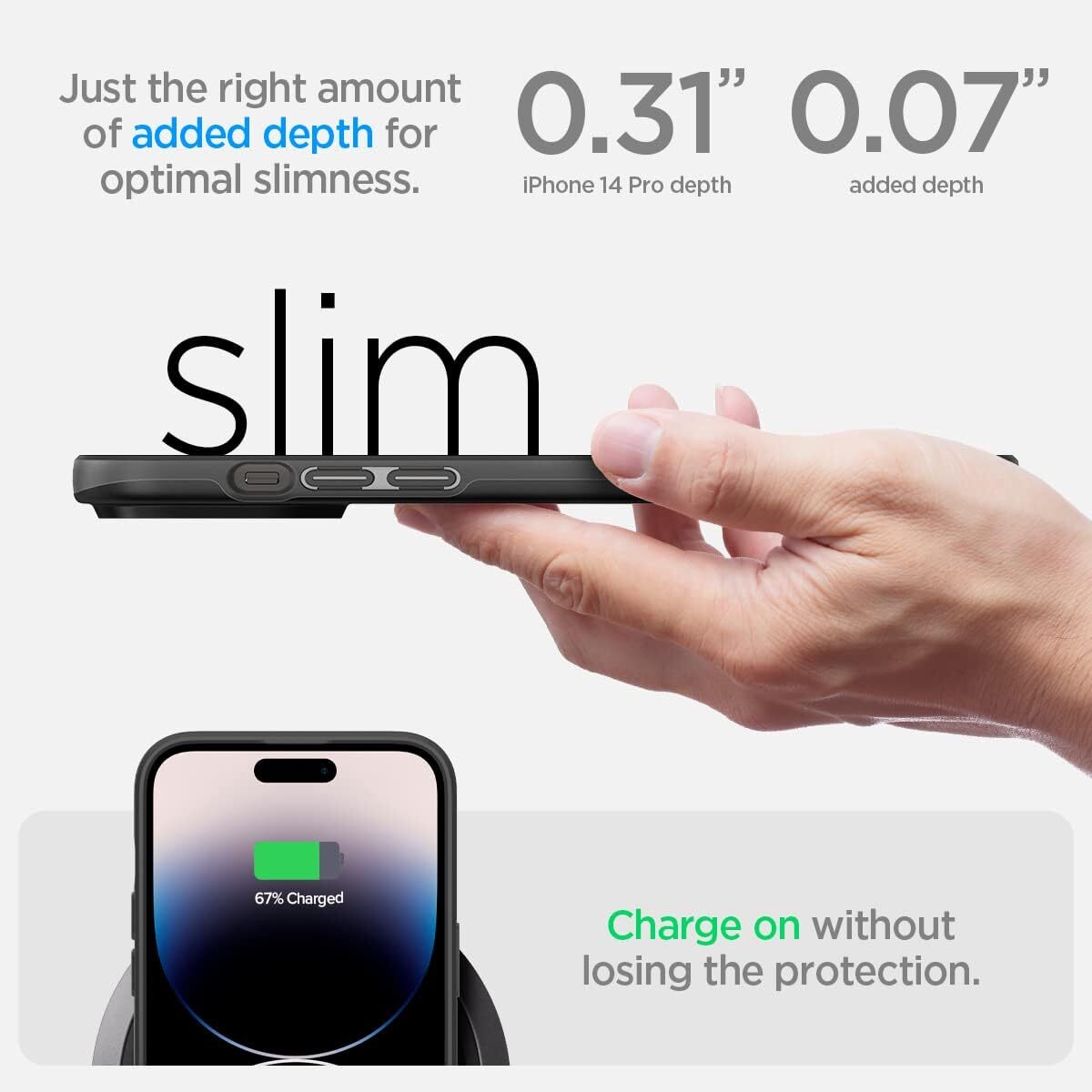 Spigen iPhone14Pro ケース 薄型 2重構造　超極薄 レンズ保護 マット仕上げ ワイヤレス充電対応 シン・フィット ACS04780 (ブラック)_画像6