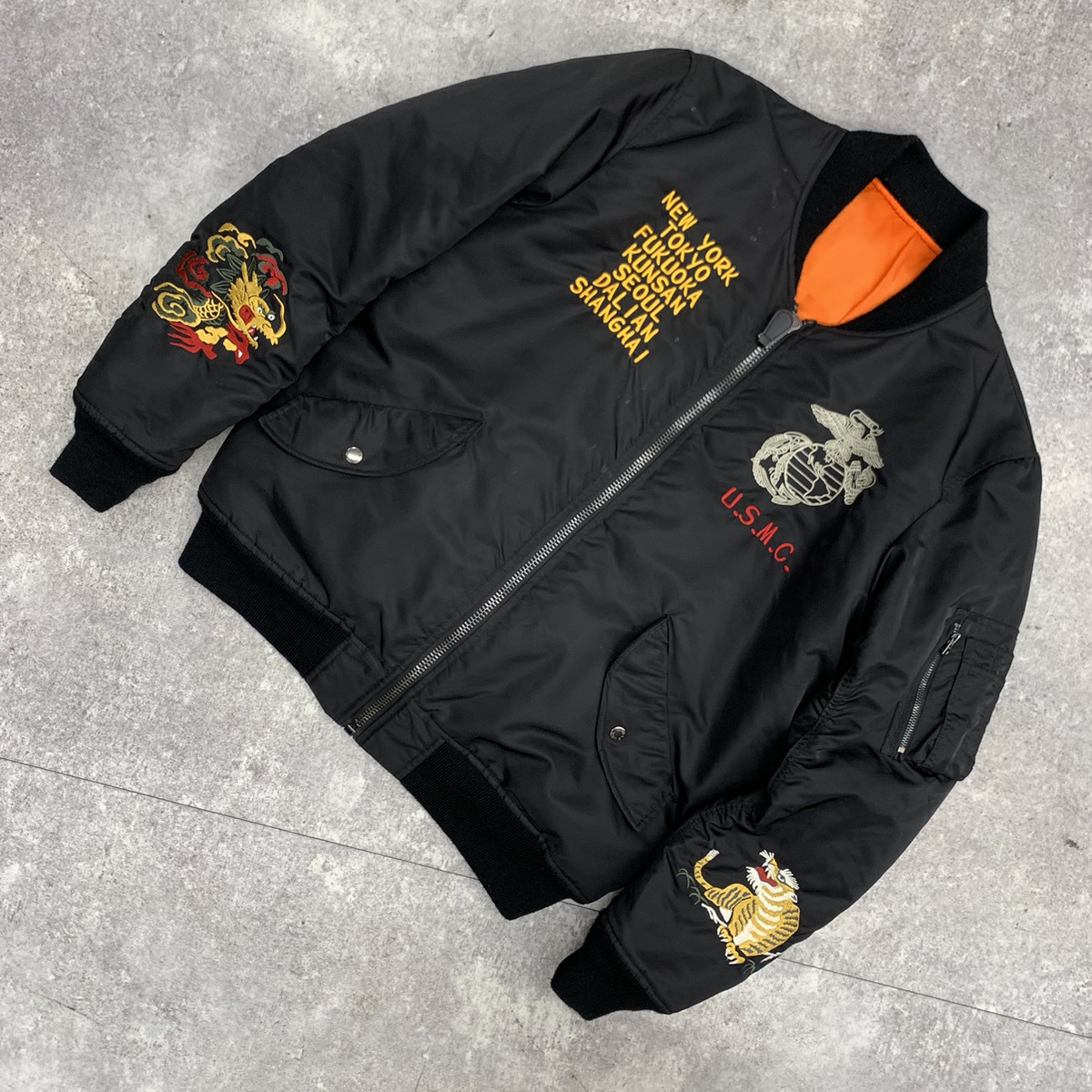 ● AVIREX アヴィレックス MA-1 FLIGHT JACKET フライト ジャケット ナイロン アウター ブラック 黒 サイズXXL AMY7302 104