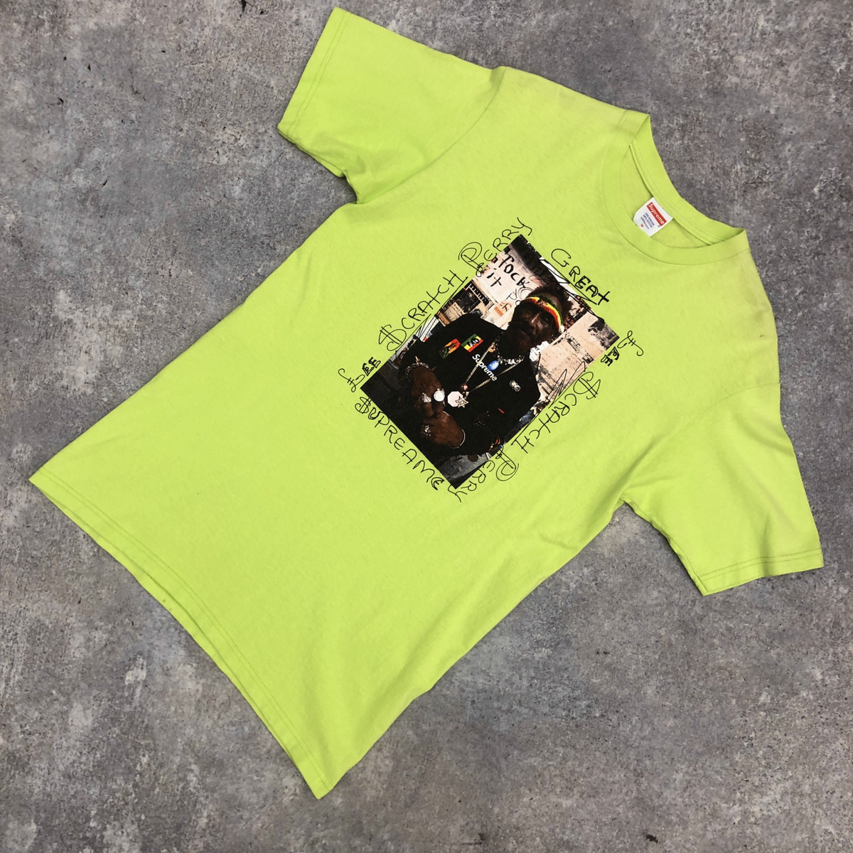 ● SUPREME シュプリーム 10SS LEE Scratch Perry Tee リー スクラッチ ペリー Tシャツ USA製 半袖 カットソー グリーン 緑 サイズM 104