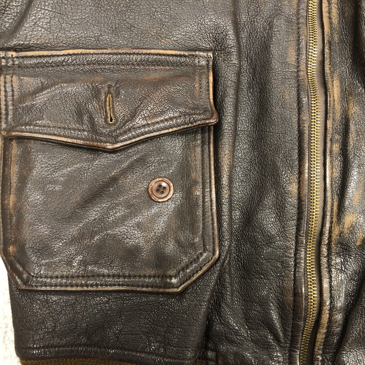 ● AVIREX アヴィレックス G-1 M-422A Flight Leather Jacket フライト レザー ジャケット ハンドペイント IDEAL ブラウン 茶 サイズ38 104_画像8