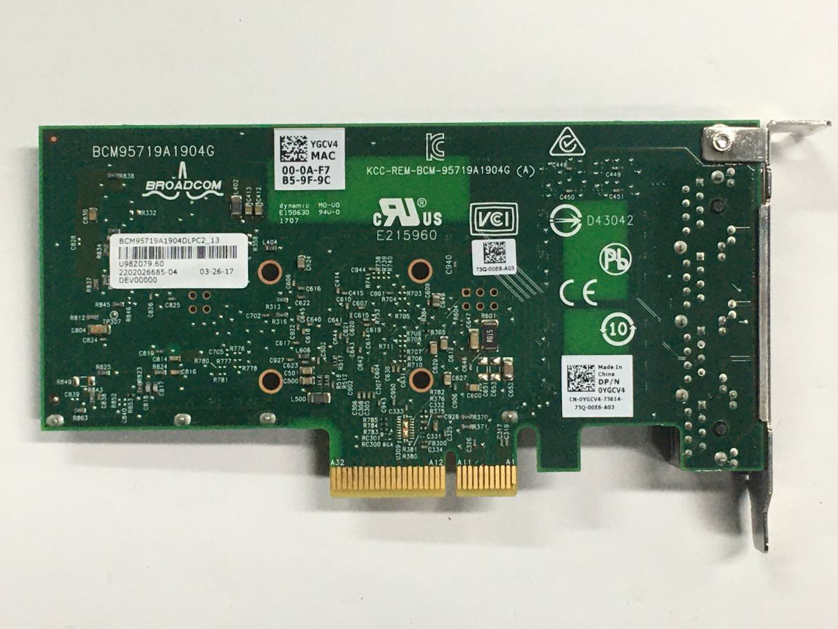 [ immediate payment ] Dell 0YGCV4 Broadcom 5719 4 x Ports 1GbE Ethernet PCI Express Network Adapter Card rope ro[ used / present condition goods ] (SV-D-319)
