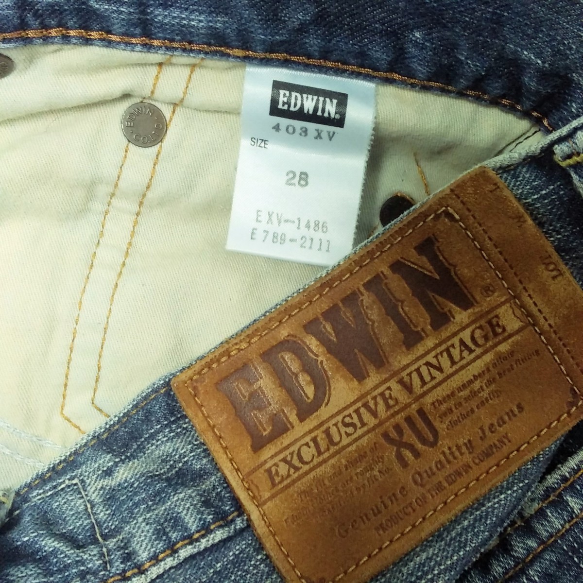 EDWIN 403XV ジップフライ/ダメージ加工デザインジーンズ デニムパンツ(28)_画像3