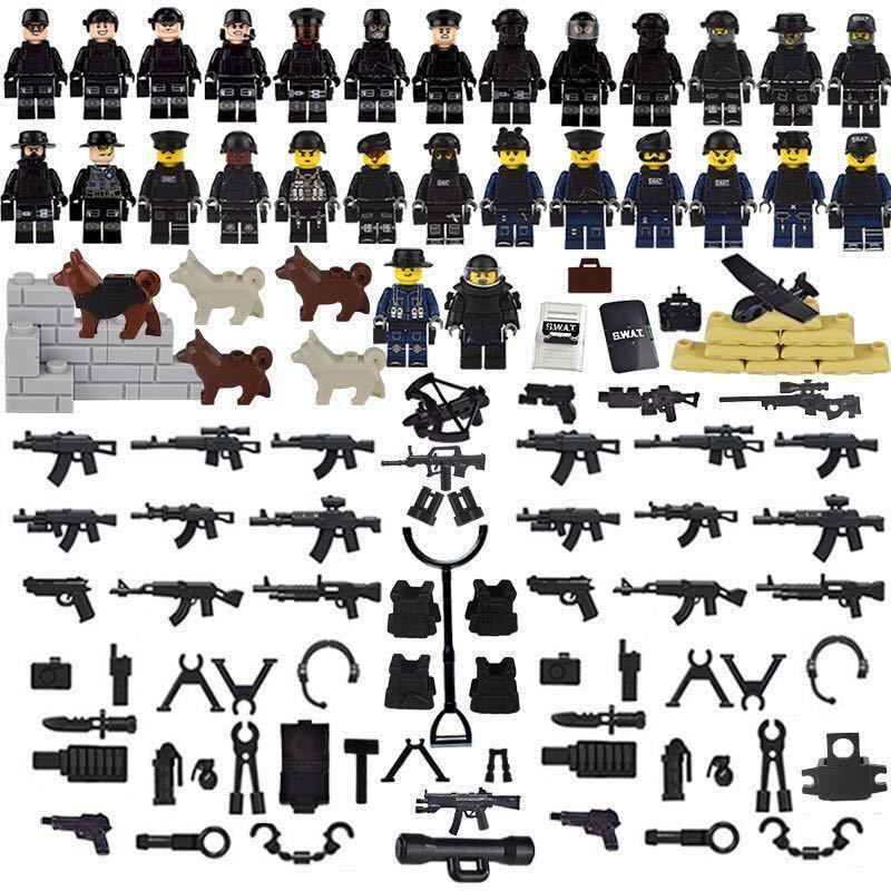 警察特殊部隊武器付きセット　ブロック　ミニフィグ レゴ　LEGO 互換 ミニフィギュア　軍人　swat hk3_画像1