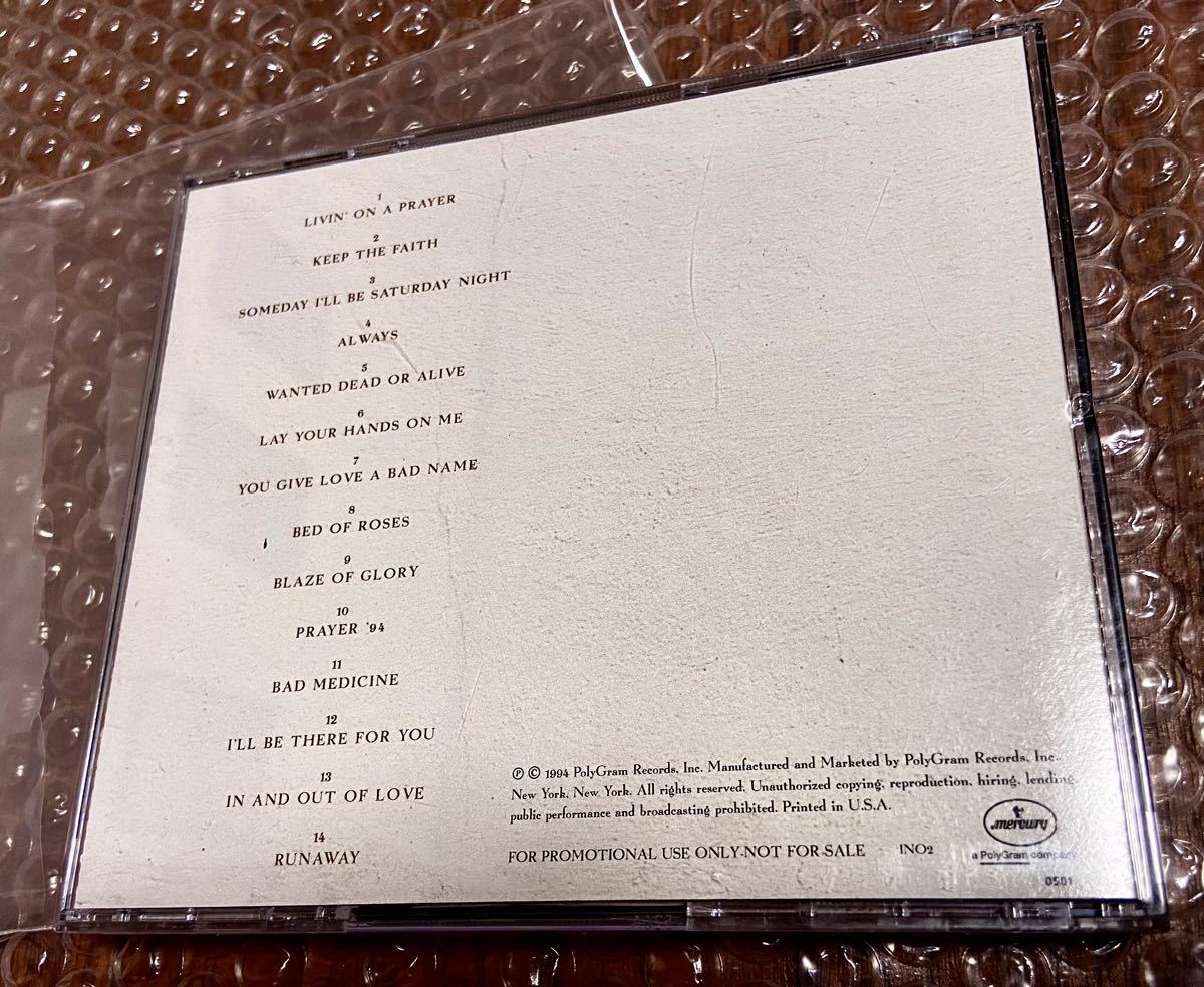 ボン・ジョヴィ　Bon Jovi USプロモ　特製CD 14曲 1994年 special promo only hits sampler.ULTRA RARE_画像3