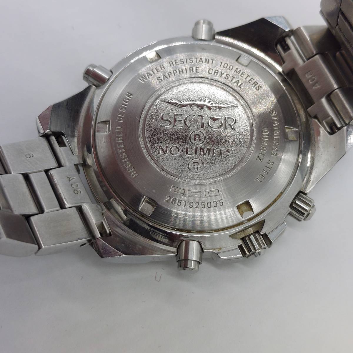 【美品】 セクター 250 2651925035 QZ クロノグラフ メンズ腕時計 (4787)_画像6