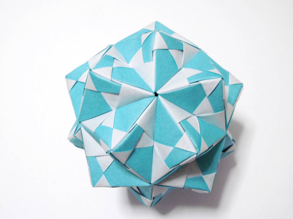 くす玉　30枚組　折り紙　ユニット　A-15　水色　kusudama　origami　ハンドメイド_画像6