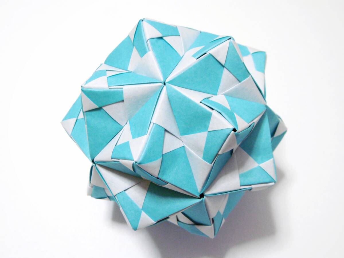 くす玉　30枚組　折り紙　ユニット　A-15　水色　kusudama　origami　ハンドメイド_画像7