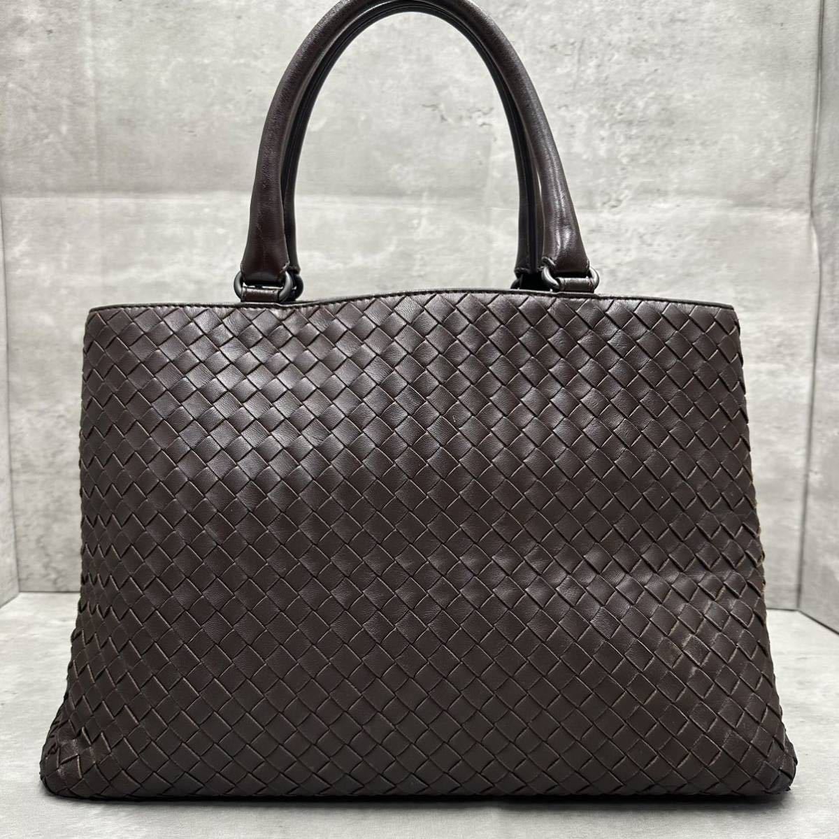  1円■美品■ BOTTEGA VENETA ボッテガヴェネタ メンズ イントレチャート トートバッグ ビジネスバッグ A4◎ 大容量 レザー 本革 ブラウン_画像3