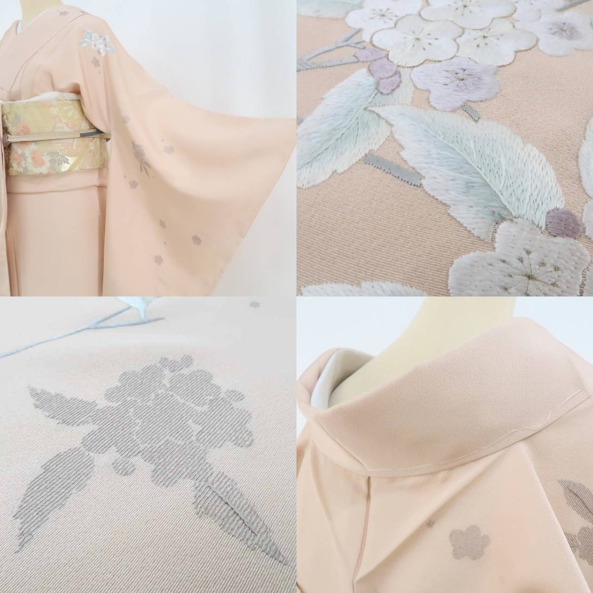 yu.saku2 new goods total embroidery kimono *.. beautiful ....! now proof be flower. genuine real ~ silk . attaching thread attaching visit wear 3047