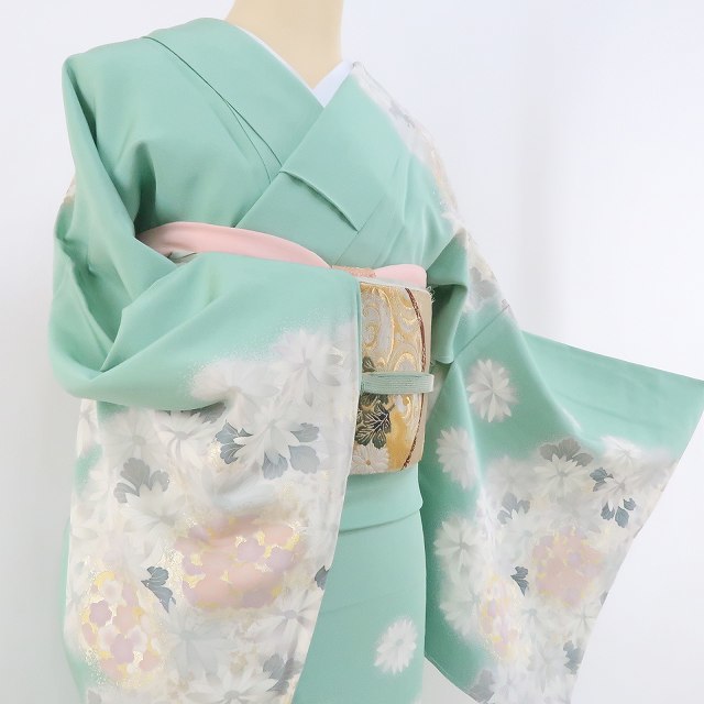 yu.saku2 new goods plum kimono silk . attaching thread attaching * tongue popo. cotton wool as with Mai . spring. day ~ visit wear 3029