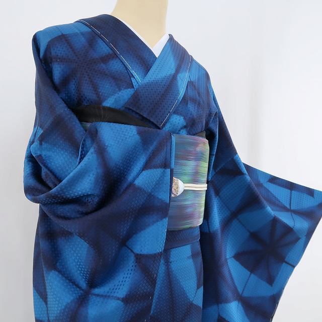 ゆめsaku2 新品 単衣 BANKAN 着物 正絹 仕付け糸付“ぼんやりと明かりを灯して花開く懐かしくもどこかモダンな和の時間”小紋 3063　