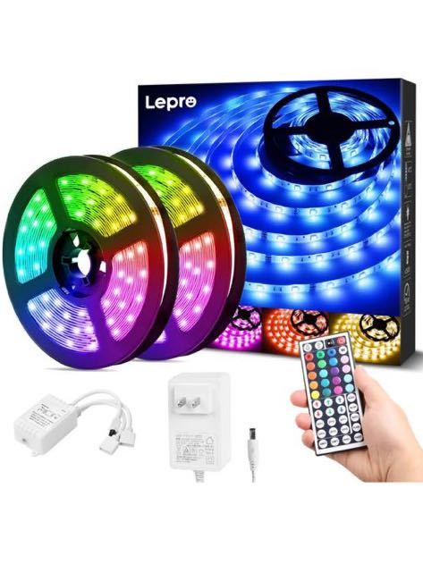 Lepro LEDテープライト SMD 5050 防水 10m (5m*2本) 300連 30leds/m 正面発光 RGB 明るさ調整 間接照明 両面テープ 切断可能 取付簡単 44_画像1