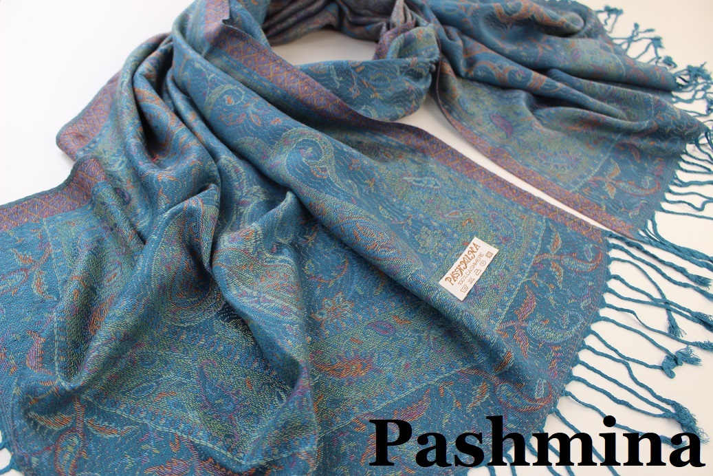  new goods [Pashmina pashmina ]tsuta.peiz Lee pattern large size middle thin stole GREEN green green group Cashmere cashmere 100%