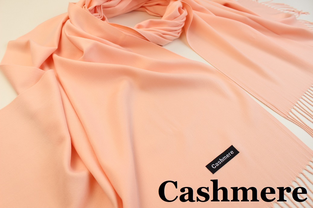 新品 アウトレット【Cashmere カシミア】無地 Plain ライトタッチ 大判 ストール/マフラー 春色 S.PINK サーモンピンク系_画像1