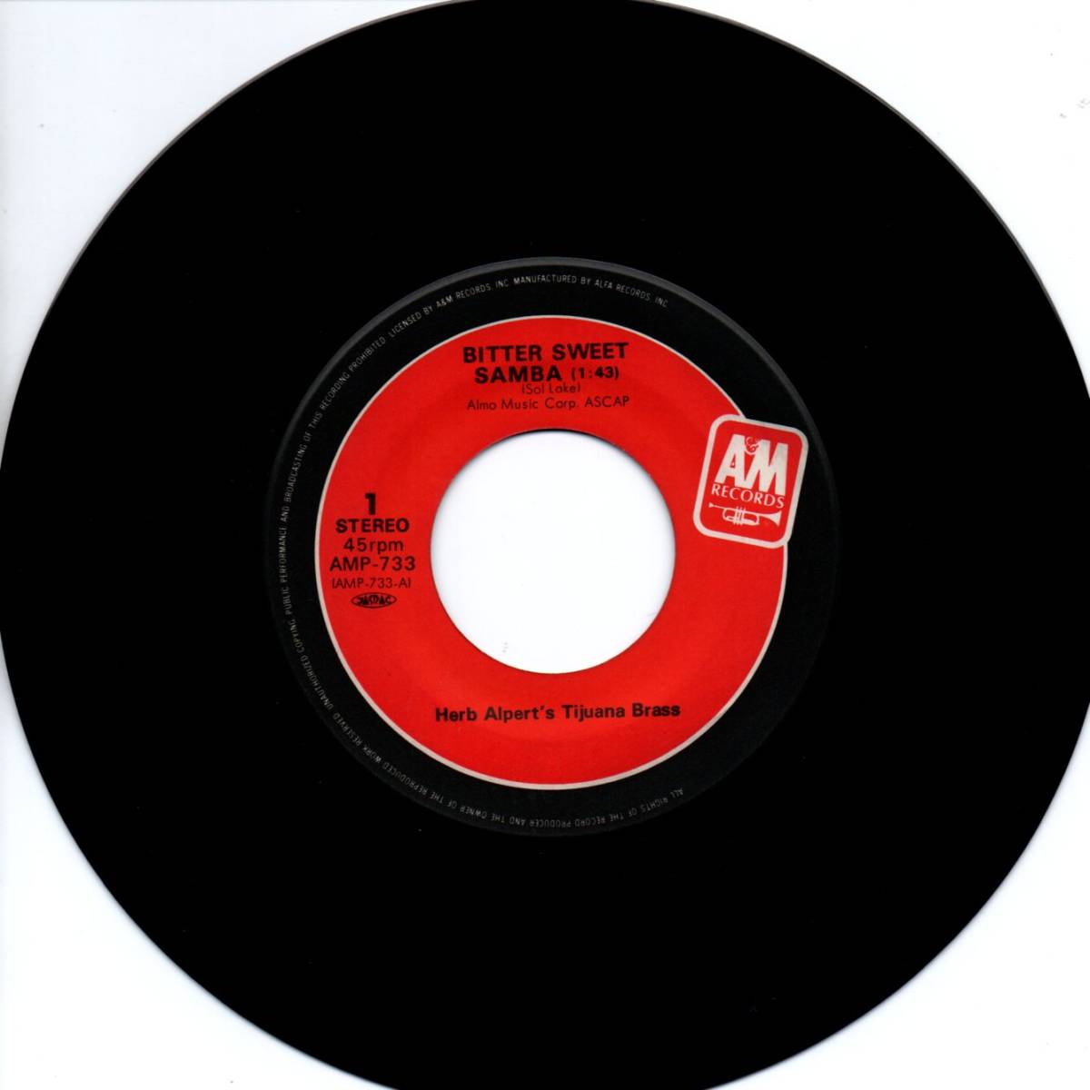 Herb Alpert 「Bitter Sweet Samba/ Maltese Melody」国内盤EPレコード　ラジオ「オールナイト・ニッポン」テーマ曲_画像3