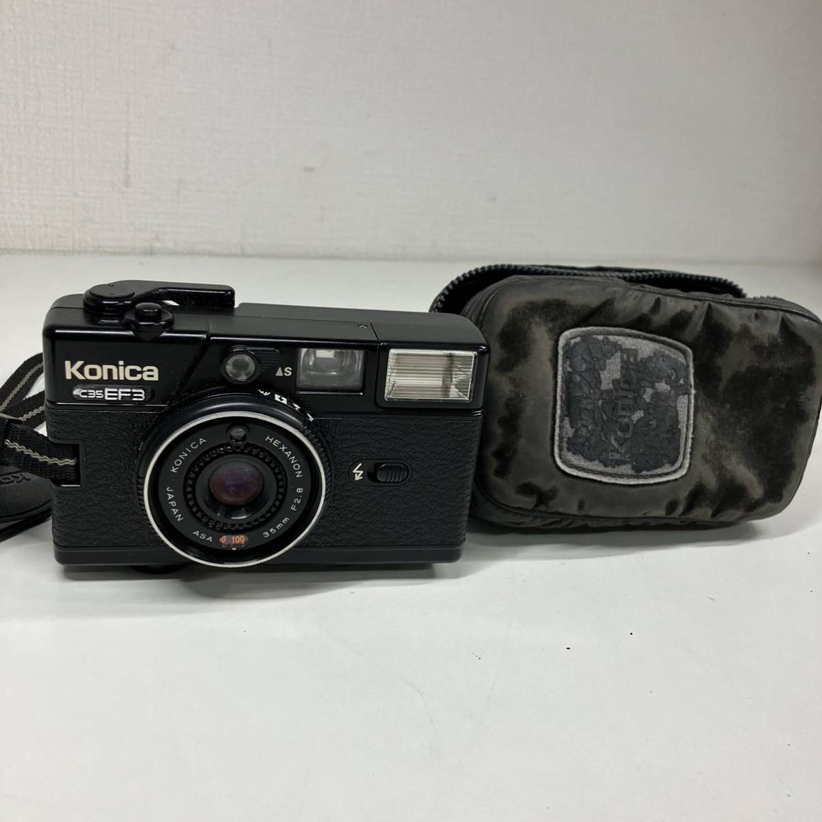 1円〜 2M KONICA フィルムカメラ コニカ コンパクトフィルムカメラ C35 EF3 2143415 ソフトケース　レンズカバー付き 動作未確認 レトロ _画像1