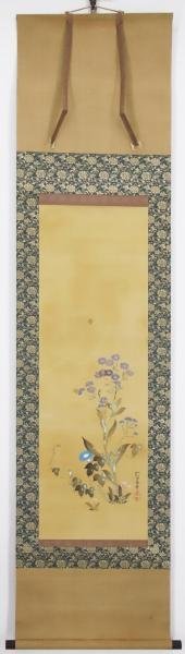 模写】【WISH】酒井抱一「三幅対 双鶴・七草之図」日本画 金泥仕様