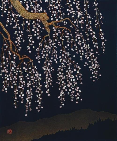 真作】【WISH】並木恒延「春望」漆絵 8号 螺鈿細工 共シール 真作】【WISH】並木恒延「春望」漆絵 8号 螺鈿細工 共シール