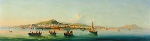 【真作】【WISH】ジローラモ・ジャンニ Girolamo Gianni「VIEW OF NAPLES」油彩 50号大 大作 ◆19世紀絵画 ナポリ風景貴重作　 #24012125_画像3