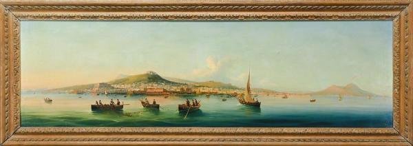 【真作】【WISH】ジローラモ・ジャンニ Girolamo Gianni「VIEW OF NAPLES」油彩 50号大 大作 ◆19世紀絵画 ナポリ風景貴重作　 #24012125_画像2